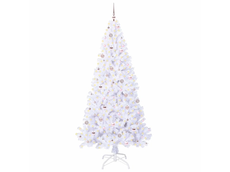  Sapin de noël artificiel, arbre de noël avec 300 led blanc 240 cm pvc et acier shl1737  - Conforama C