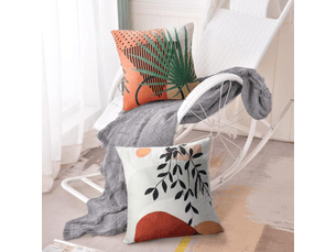 Lot de 4 housse de coussin - lot de 4 45 x 45 cm taie d'oreiller décorative housses de coussin pour canapé velours classic housse de coussin pour maison salon chambre feuilles, blanc