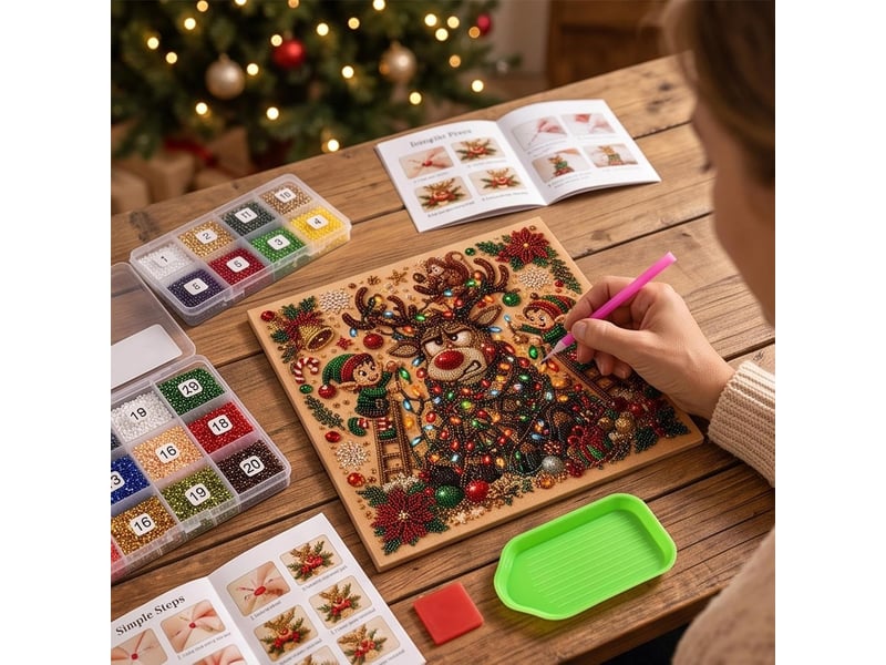 Kit diamond painting perles de noël pour adultes – art mural diy, décoration maison et cadeau-style a - Conforama E