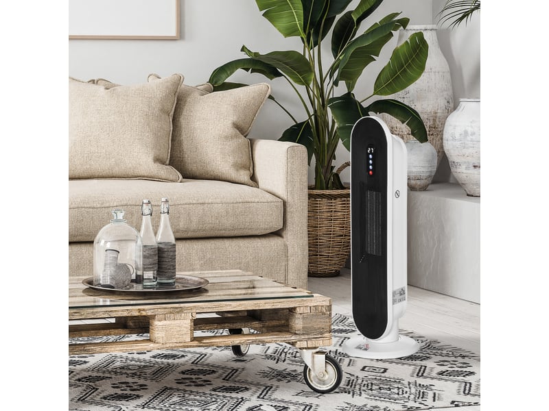  Chauffage soufflant oscillant 12002000 w - mini radiateur céramique ptc - télécommande incluse - chauffage d'appoint  - Conforama D