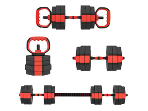 Set d'haltères 4-en-1 125x18x18 cm réglable rouge