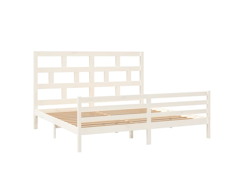  Lit double- lit adulte -  cadre de lit sans matelas blanc bois massif 200x200 cm  - Conforama B