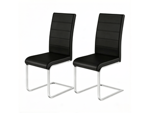 Lot de 2 chaises de salle à manger à piètement traîneau - dossier haut ergonomique pu noir