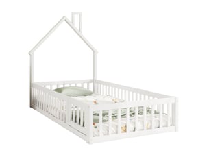 Lit cabane 90x200 cm <strong>MODENUIT </strong>  <strong></strong> coloris blanc