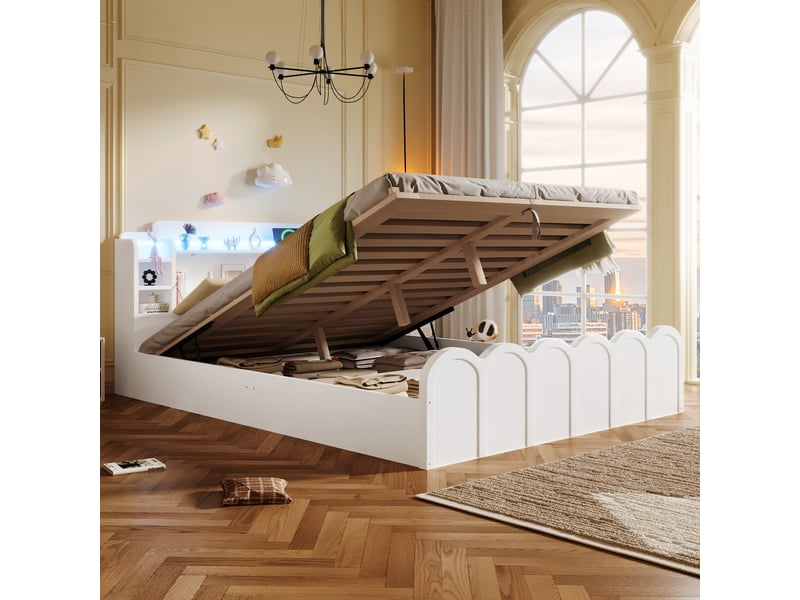  Lit en panneaux de particules blanc 140x200 cm  - Conforama E