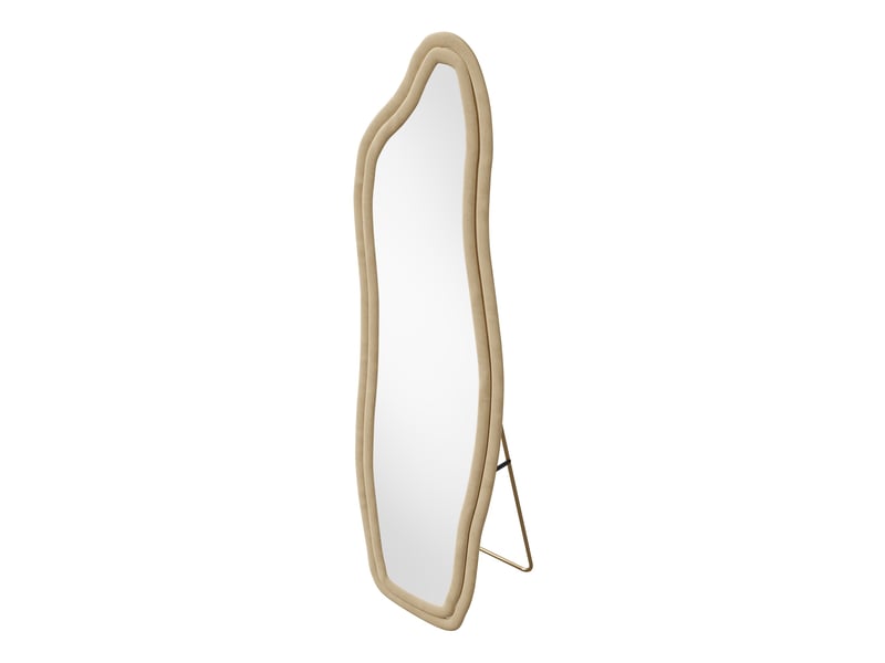  Miroir sur pied - 160x50cm - design irrégulier - cadre velours - miroir psyché pleine longueur incassable - jaune  - Conforama A