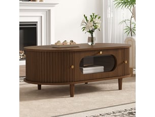Table basse rectangulaire coloris marron KORFEE  - 50 cmx100 cm