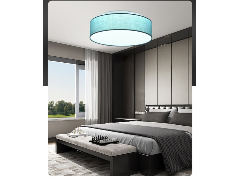  Plafonnier avec abat-jour en tissu, douille e27 24w 30x10cm  - Conforama C