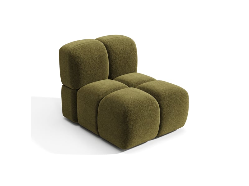  Fauteuil en velours texturé vert vintage MOSS - Conforama A