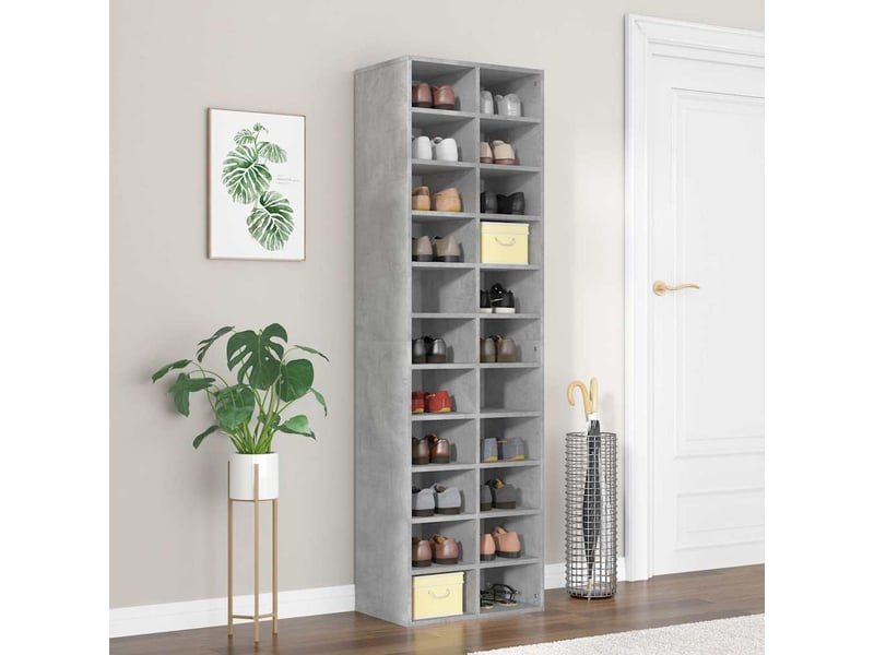  Meuble à chaussure, armoire à chaussures gris béton 54x34x183 cm bois d'ingénierie  - Conforama B