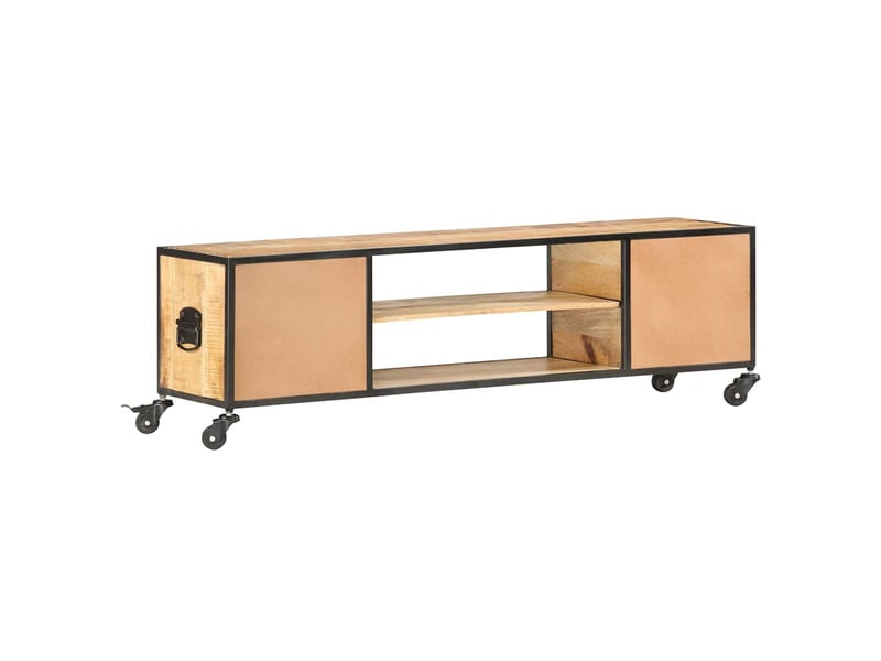  Meuble tv - banc tv - meuble de rangement 130x30x39 cm bois massif de manguier  - Conforama D