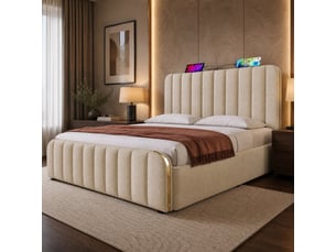Lit avec rangement 160x200 cm MEULVA   coloris beige