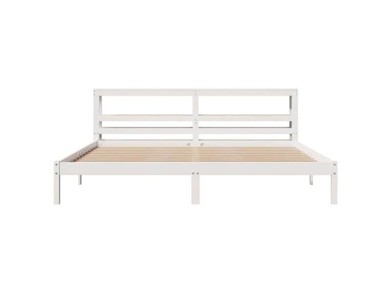  Lit double- lit adulte -  cadre de lit sans matelas blanc 200x200 cm bois massif de pin  - Conforama C