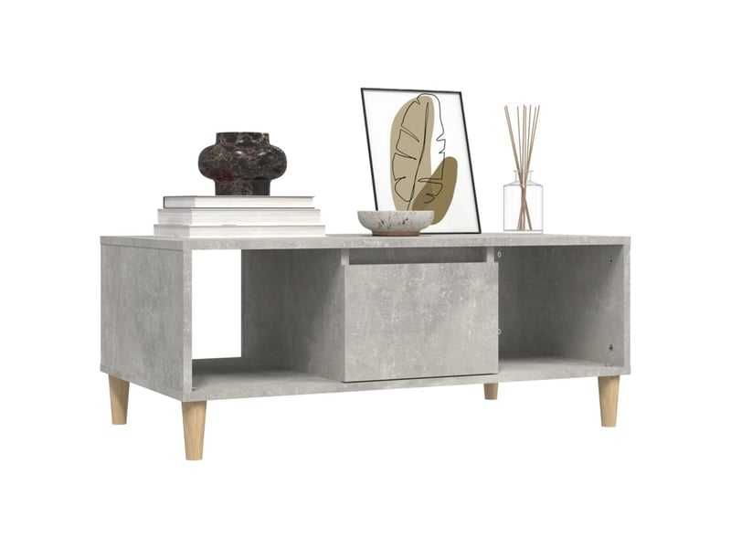  Table basse - table de salon gris béton 90x50x36,5 cm bois d'ingénierie  - Conforama D