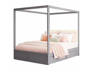 Lit baldaquin 140x200 cm <strong>BEAUNIV</strong> <strong></strong> coloris gris