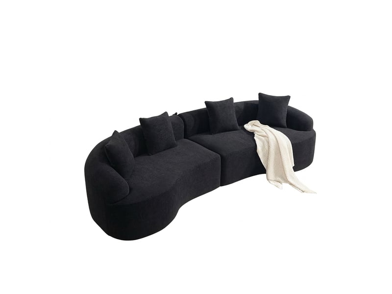 Canapé courbé moderne modulable 4 places en chenille - sans montage requis, gain de place  - Conforama A