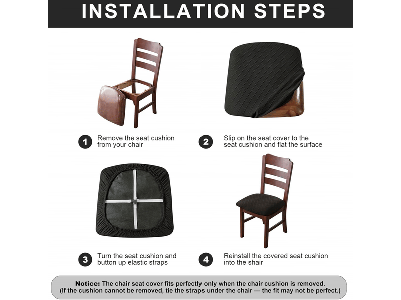  Housses de siège imperméables pour chaises de salle à manger, housse de chaise de salle à manger, housses de chaise de cuisine noir, 4 pièces  - Conforama D