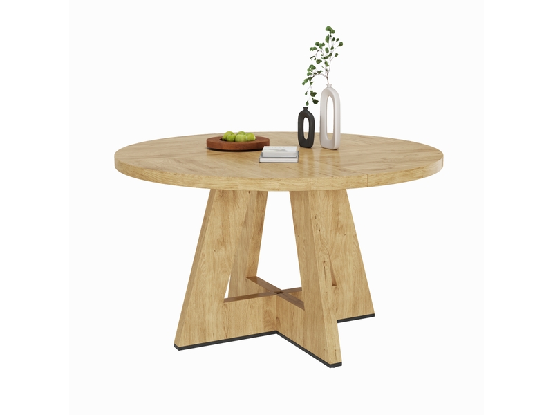 Table ronde 120x120 cm pour 4 à 6 personnes, table à manger classique au style nordique, pour salle à manger ou séjour, sans chaises, bois naturel OPULERANE TRADING LTD - Conforama A