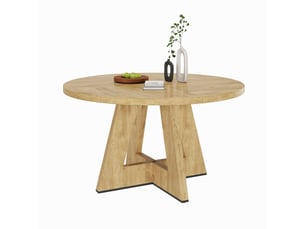 Table ronde 120x120 cm pour 4 à 6 personnes, table à manger classique au style nordique, pour salle à manger ou séjour, sans chaises, bois naturel