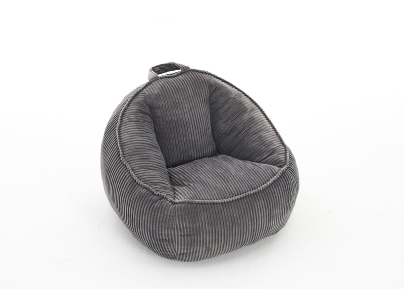 Fauteuil pouf enfant à dossier incurvé, assise souple en velours côtelé gris clair, 69 × 72 × 51 cm - Conforama A
