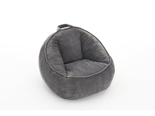 Fauteuil pouf enfant à dossier incurvé, assise souple en velours côtelé gris clair, 69 × 72 × 51 cm