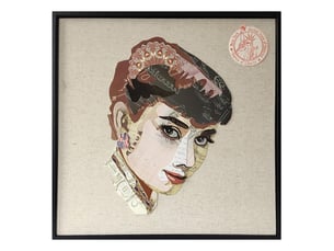 Tableau collage portrait actress 52x52cm multicolore