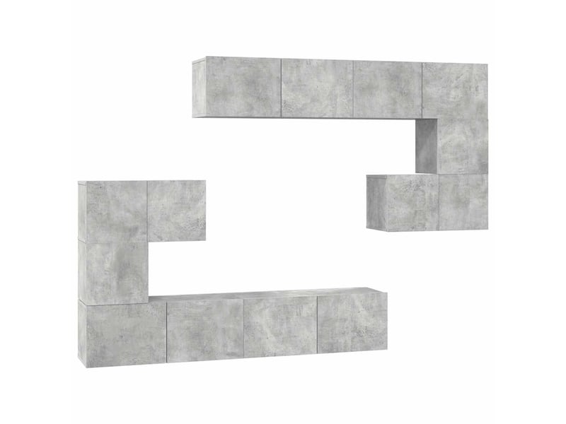  Ensemble de meubles tv - banc tv - meuble de rangement 8 pcs gris béton bois d'ingénierie  - Conforama A