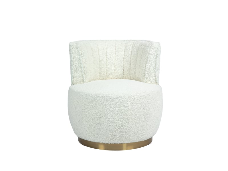  Fauteuil pivotant 360 degres 62,5 x 62 cm – blanc – dossier enveloppant, assise en tissu peluche doux  - Conforama D