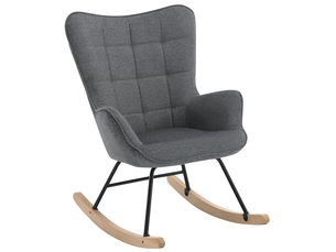 Fauteuil à bascule à dossier haut ergonomique pour lecture et détente, en métal et bois massif, velours gris foncé