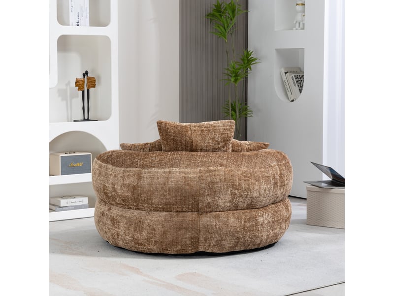  Fauteuil inclinable - à dossier haut - avec 3 coussins - résistant et confortable - chenielle - café  - Conforama C