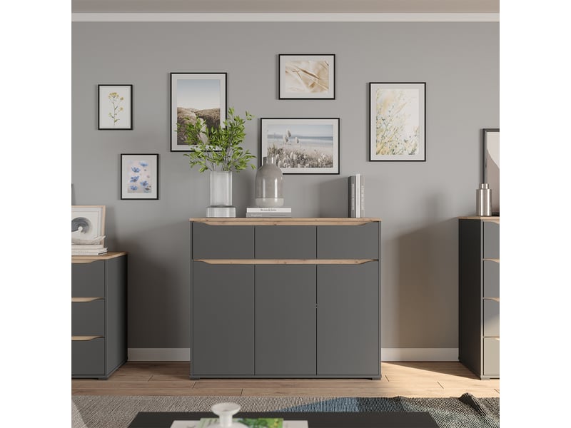  Vicco commode avec tiroirs, anthracitechêne artisan, 119.8x101.9cm  - Conforama C