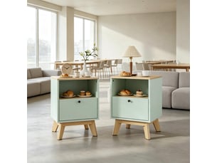 Lot de 2 tables de chevet avec tiroir et étagère ouverte, design moderne