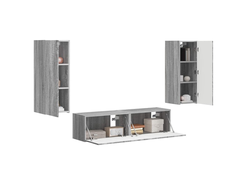  Ensemble meuble tv - banc tv - meuble de rangement 2 pcs gris sonoma bois d'ingénierie  - Conforama C