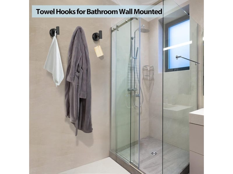 Lot de 2 crochets pour serviettes de bain noirs – porte-serviettes mural – pour cuisine, chambre, hôtel, piscine - Conforama C