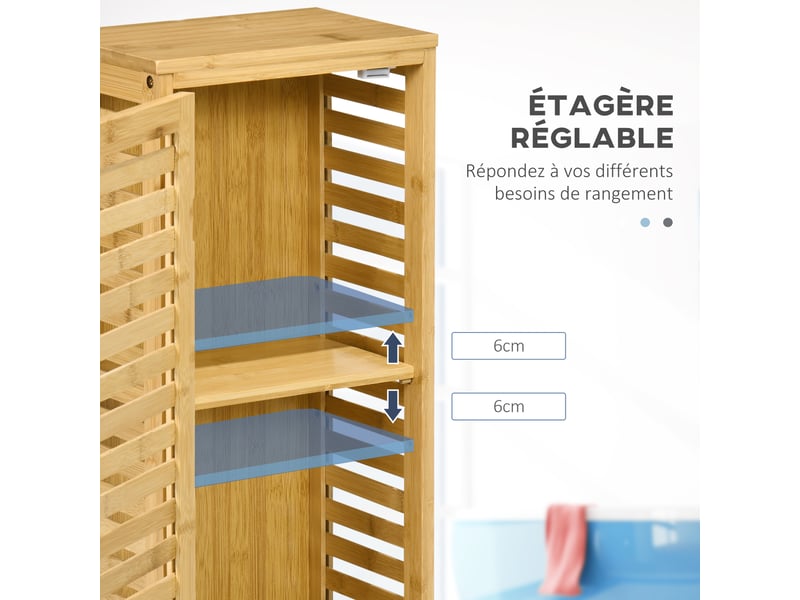  Armoire de salle de bain en bambou 1 étagère réglable design naturel 30 x 19,9 x 70 cm naturel  - Conforama E