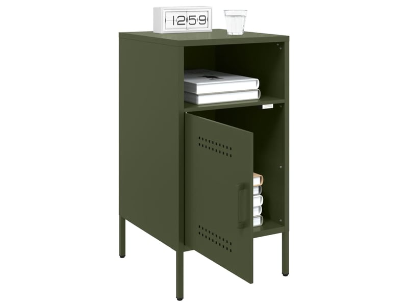  Lot de 2 tables de chevet - cabinet de chevet - table de nuit vert olive 36x39x68 cm acier  - Conforama C