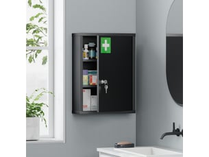 Armoire à pharmacie murale à 3 niveaux en acier noir 40x15x53,5 cm