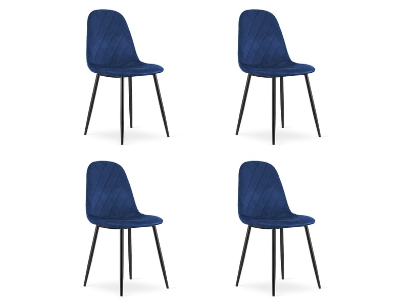 Family chaise asti - velours bleu marine x 4  - Conforama A