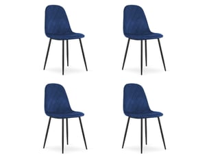 Chaise - leobert - asti - velours bleu marine - 44,5 x 50,5 x 87,5 cm - lot de 4