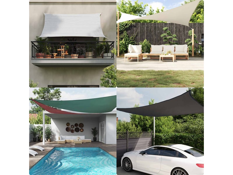 Voile d'ombre - voile d'ombrage - voile parasol gris clair et blanc 6 x 7 m - Conforama C