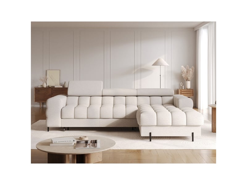  Canapé d'angle droit convertible beige allure contemporaine 285x99x181cm filtro  - Conforama E