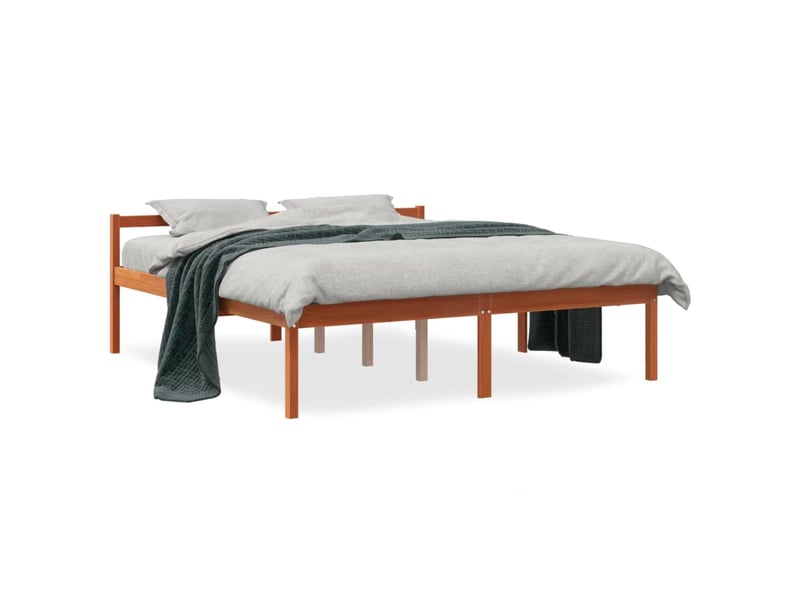  Lit double- lit adulte -  lit pour personne âgée sans matelas 150x200 cm bois pin massif  - Conforama A