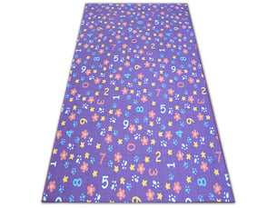 Tapis enfant numbers violet nombres, alphabet, chiffres 100x300 cm
