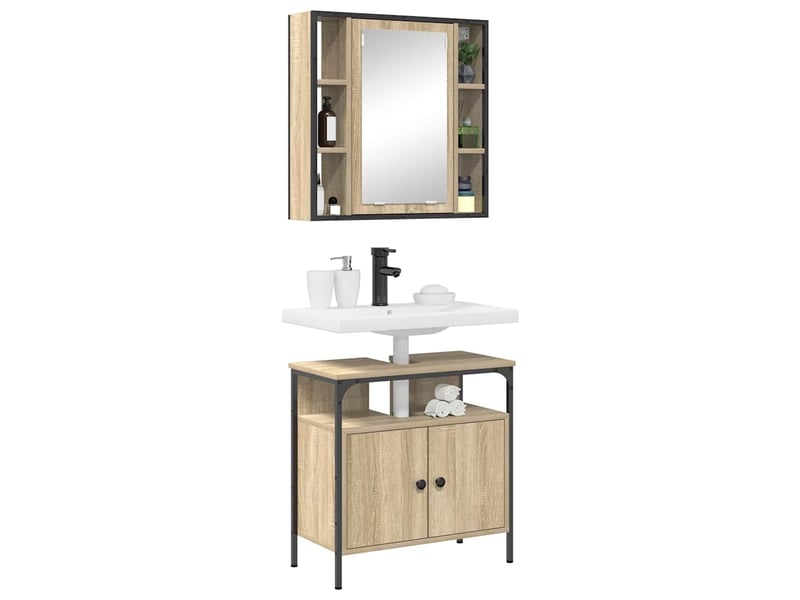  Ensemble de mobilier de salle de bain 2 pièces marron cf64233  - Conforama C