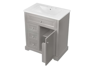 Meuble sous-vasque sur pied avec vasque en céramique gris 76 x 46 x 87 cm