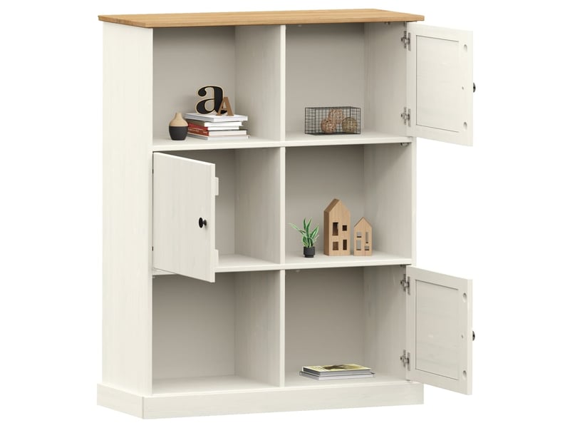  Bibliothèque, meuble de rangement salon vigo blanc 90x35x114,5 cm bois massif de pin  - Conforama C