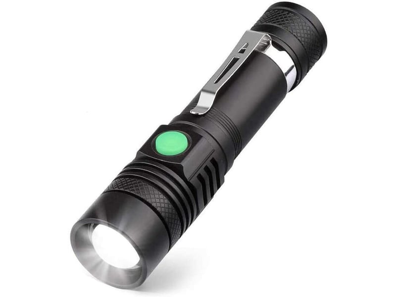  Lampe torche led rechargeable usb,3 modes eclairage, lampe de poche zoomable pour ménage, le camping, la randonnée, d'urgence  - Conforama B
