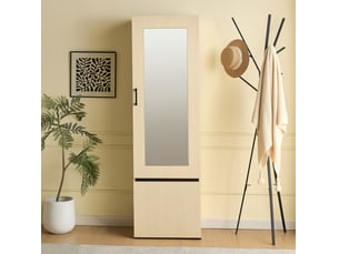 Meuble d'entrée avec miroir, penderie coulissante, étagères, abattant à chaussures, pour couloir, 54 × 34,5 × 179,5 cm