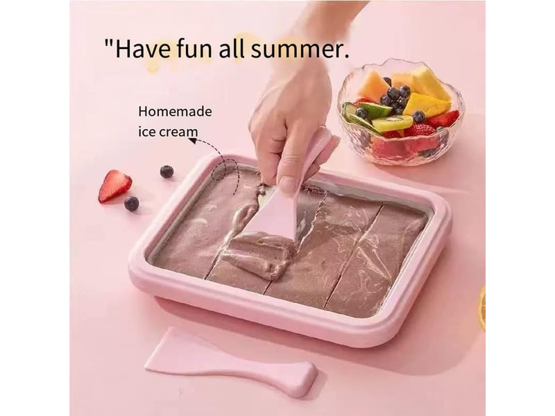  (rose, 1) sorbetière instantanée, plaque à glace roulée, kit de sorbetière diy avec 2 spatules, plaque à glace roulée pour la préparation de glaces GTR00686 - Conforama B