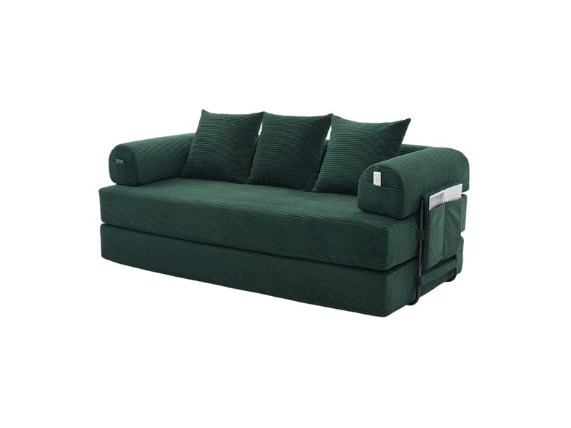 Canapé modulaire 3 places 200x94x67 cm – vert émeraude – 3 coussins, poches latérales et cadre en métal - Conforama A
